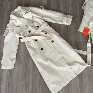 Amazon Cream Double-Breasted Trench Coat with Belt